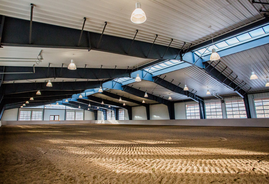 VELUX Modular Skylights create a fresh and healthy barn and arena for horses at play 